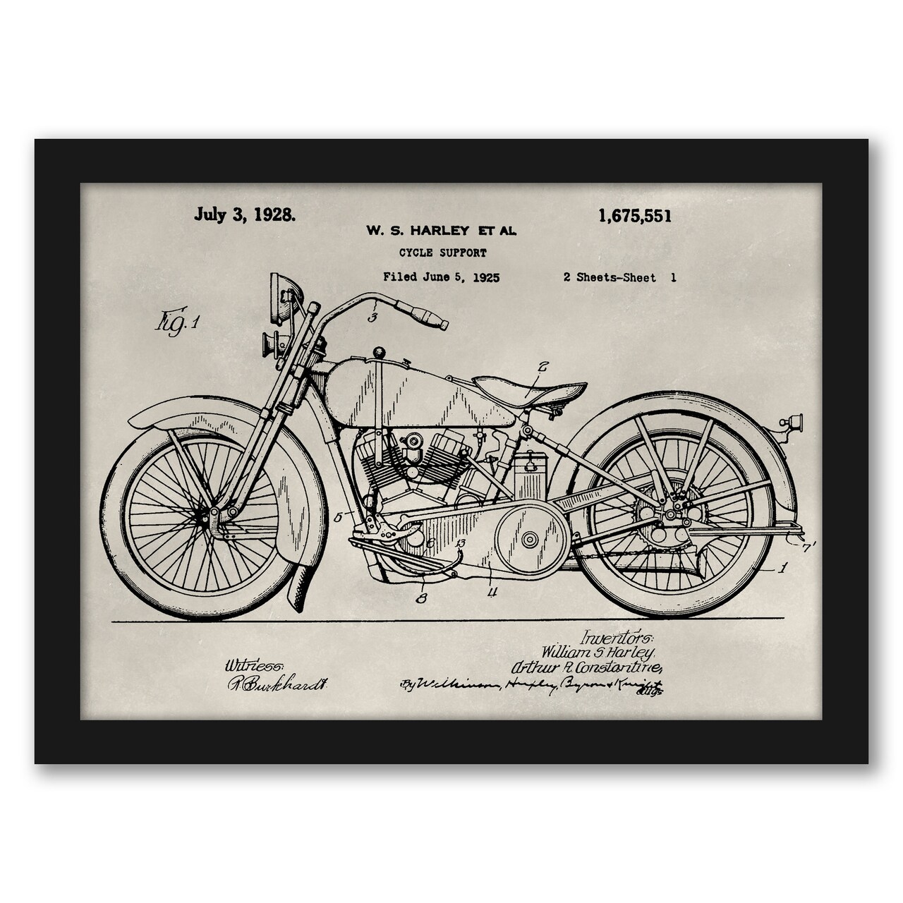 Patent--Motorcycle By Alicia Ludwig by World Art Group Frame  - Americanflat